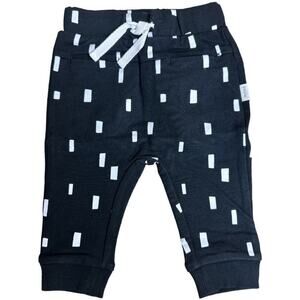Miles Baby Unisex Black White Square Print Jogger Pants Baby 6M NWT